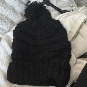 Cozy Black Knit Beanie with Pom-Pom